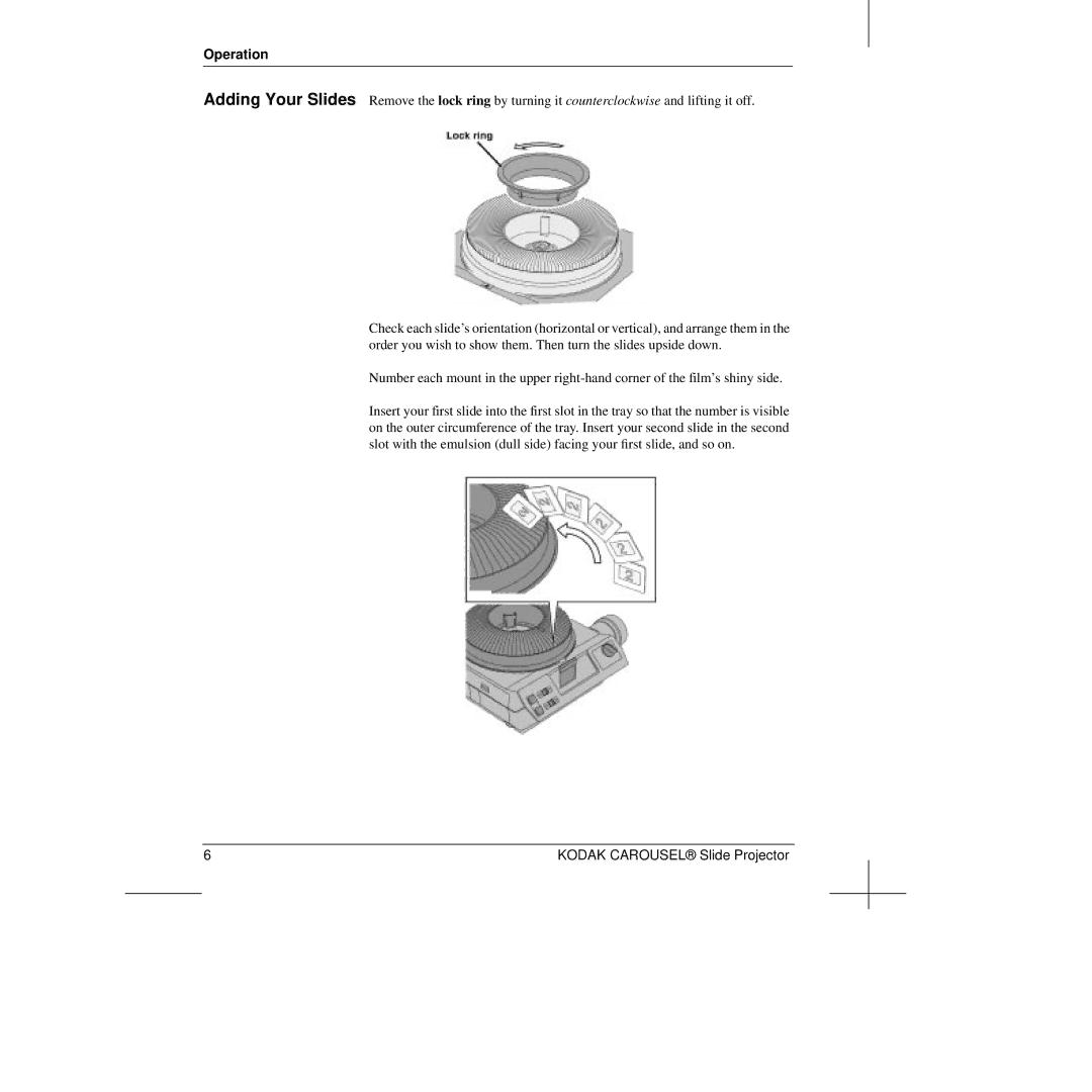 Kodak Slide Projector manual Operation 