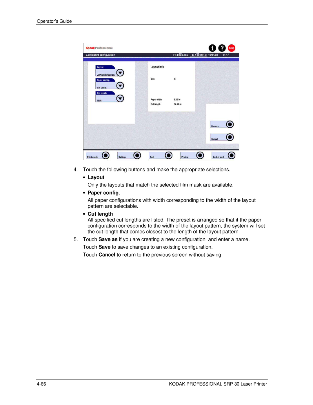 Kodak SRP 30 manual Layout 