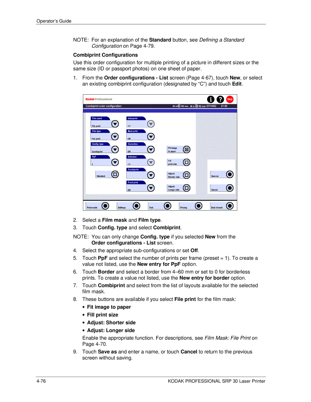 Kodak SRP 30 manual Combiprint Configurations 