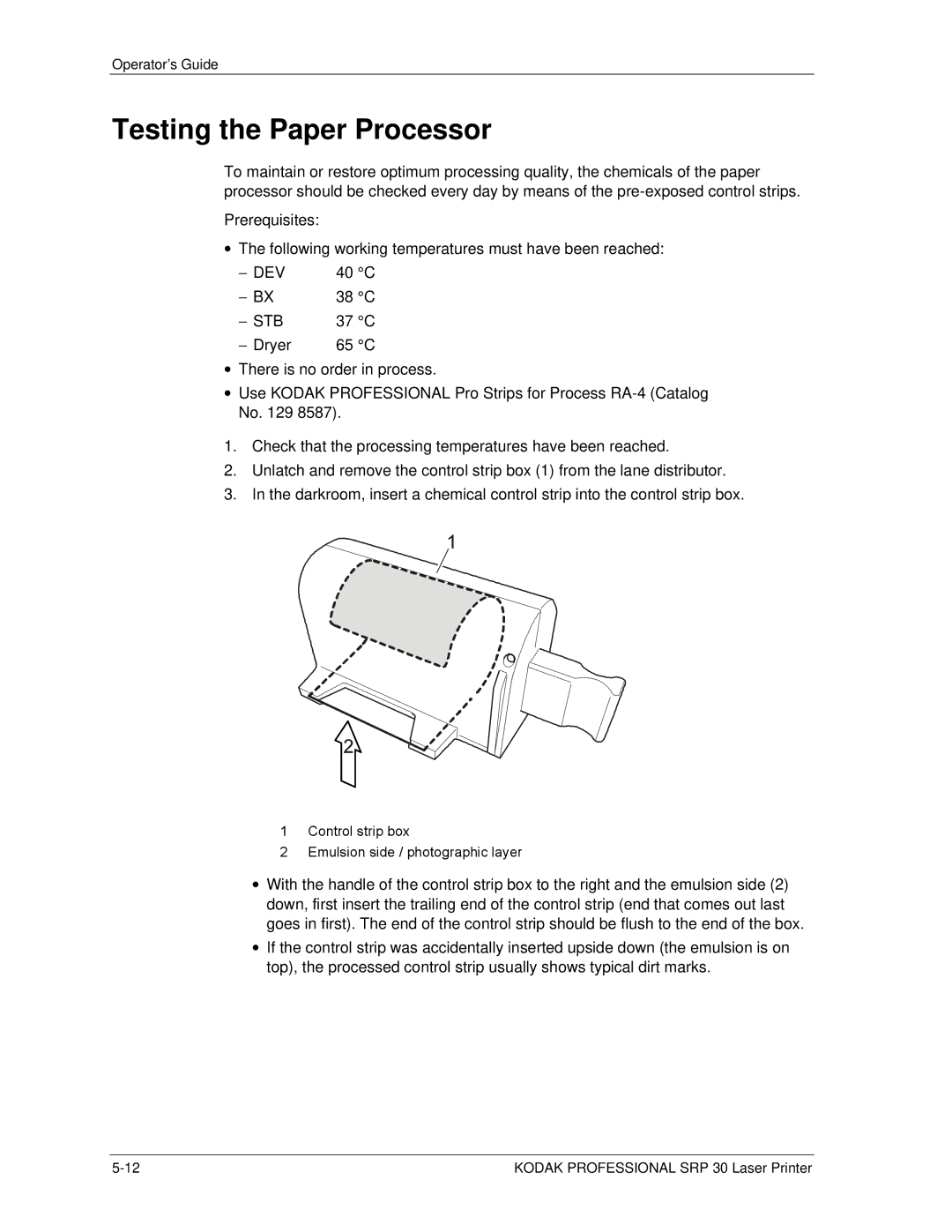 Kodak SRP 30 manual Testing the Paper Processor 