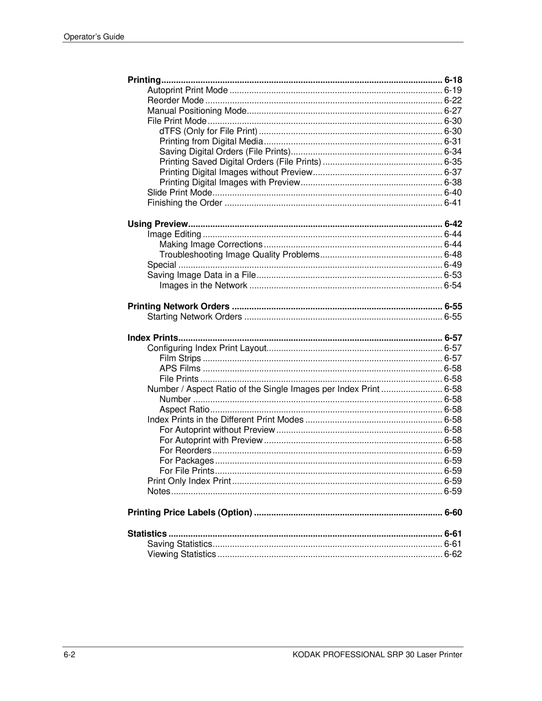 Kodak SRP 30 manual Autoprint Print Mode Reorder Mode Manual Positioning Mode 