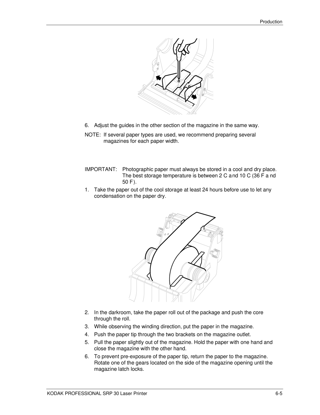 Kodak SRP 30 manual Installing Paper 