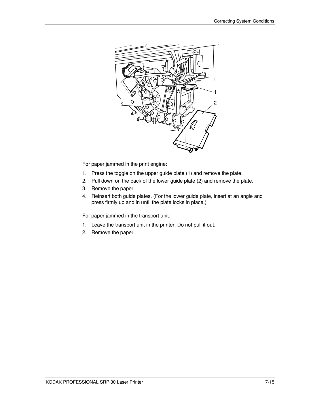 Kodak SRP 30 manual Correcting System Conditions 