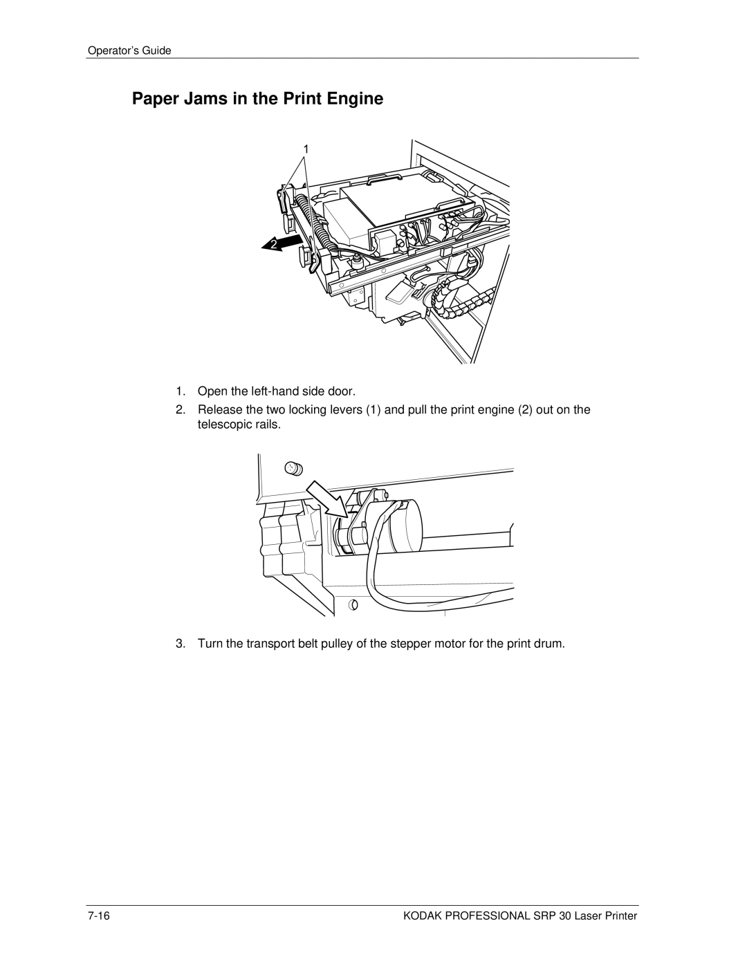 Kodak SRP 30 manual Paper Jams in the Print Engine 