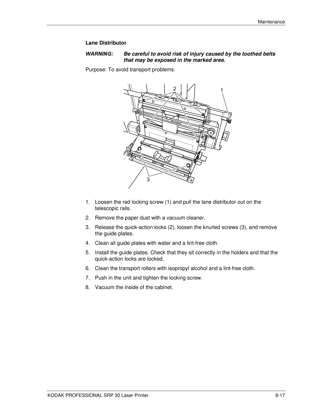 Kodak SRP 30 manual Lane Distributor 