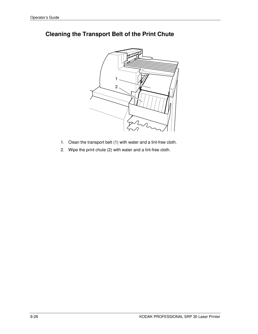 Kodak SRP 30 manual Cleaning the Transport Belt of the Print Chute 