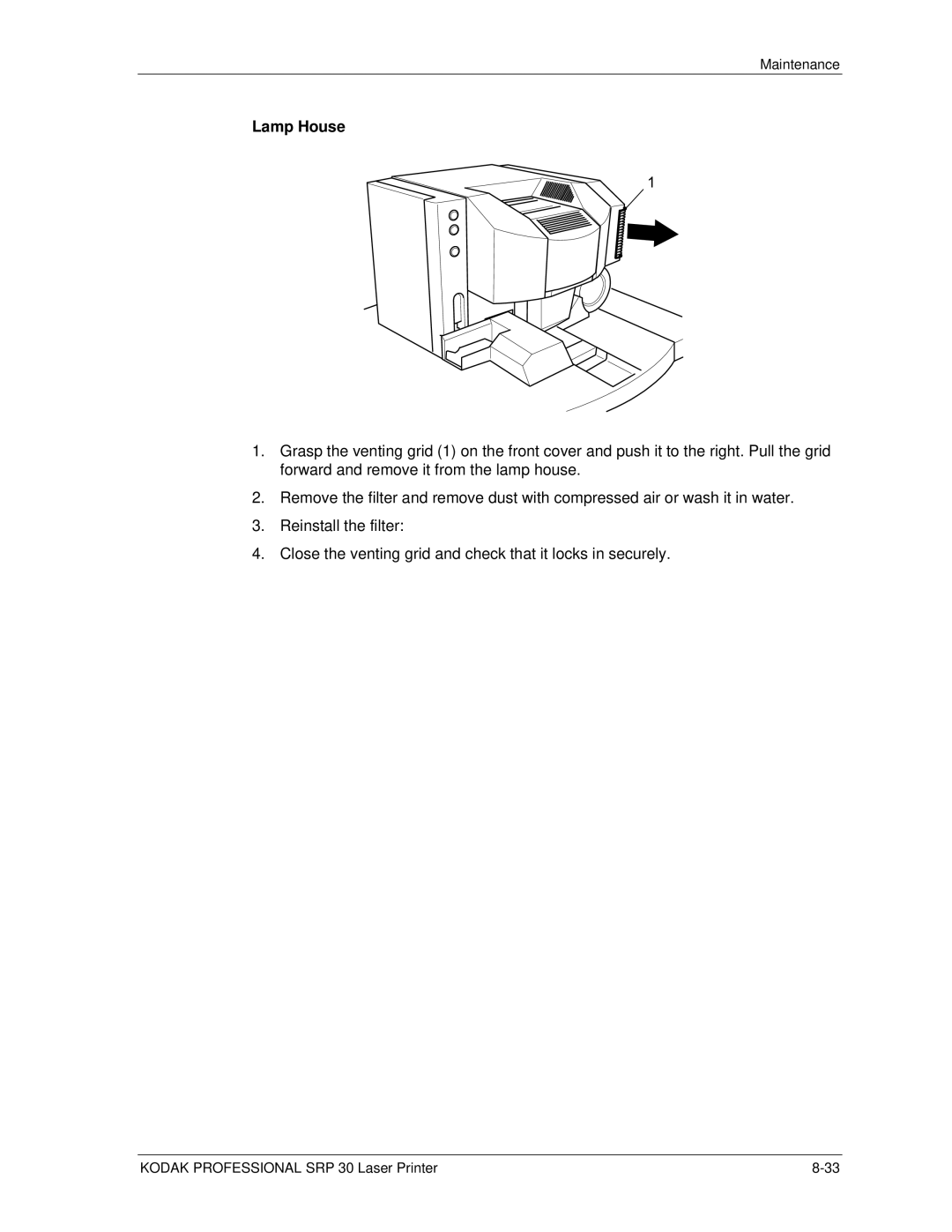 Kodak SRP 30 manual Lamp House 