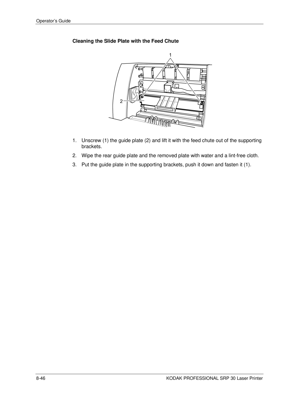 Kodak SRP 30 manual Cleaning the Slide Plate with the Feed Chute 