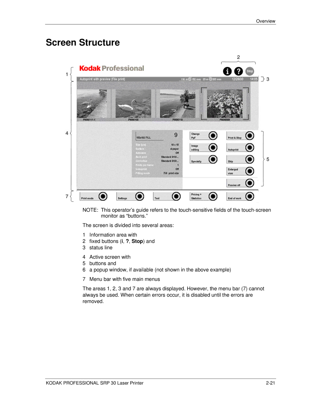 Kodak SRP 30 manual Screen Structure 