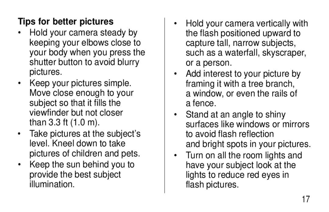 Kodak T20 user manual Tips for better pictures 