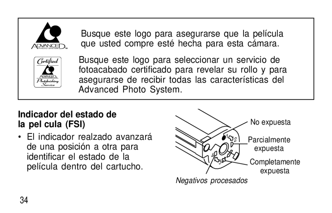 Kodak T20 user manual Indicador del estado de la película FSI 