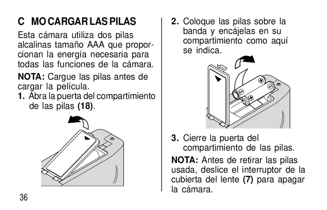 Kodak T20 user manual CÓ MO Cargar LAS Pilas 