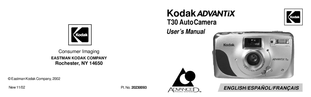 Kodak T30 user manual Kodak 