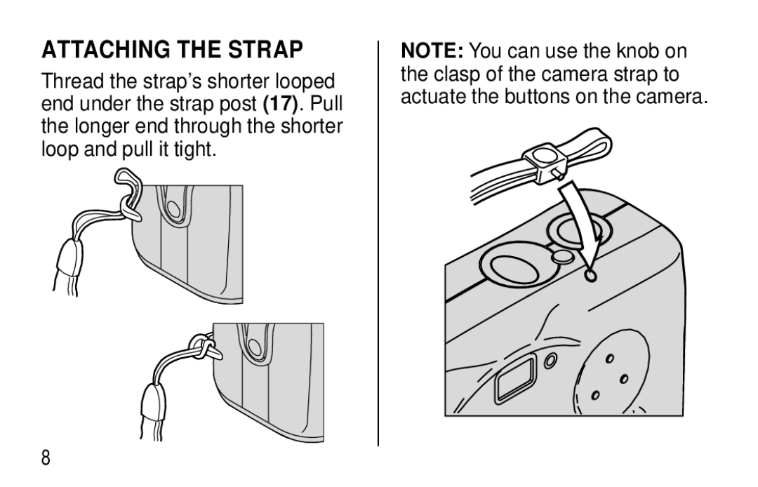 Kodak T30 user manual Attaching the Strap 