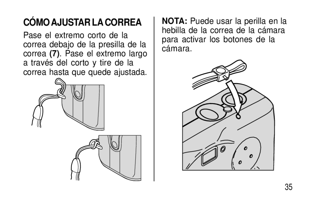 Kodak T30 user manual CÓ MO Ajustar LA Correa 