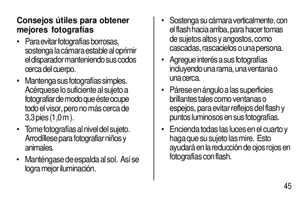 Kodak T30 Consejos ú tiles para obtener mejores fotografías, Manténgase de espalda al sol. Asíse logra mejor iluminación 