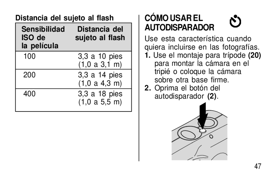 Kodak T30 user manual CÓ MO Usar EL Autodisparador 