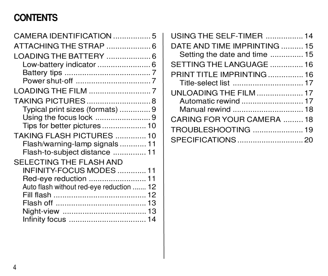 Kodak T500 manual Contents 