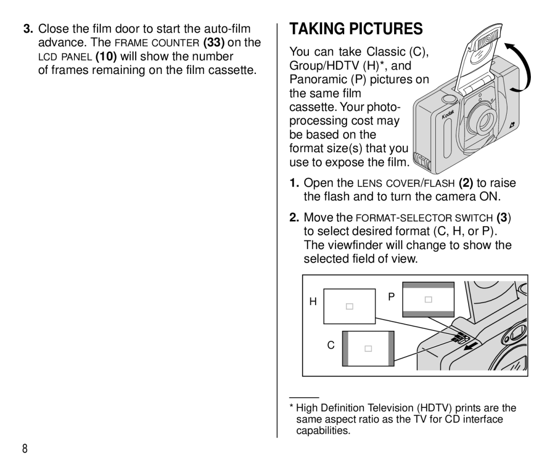 Kodak T550 manual Taking Pictures 