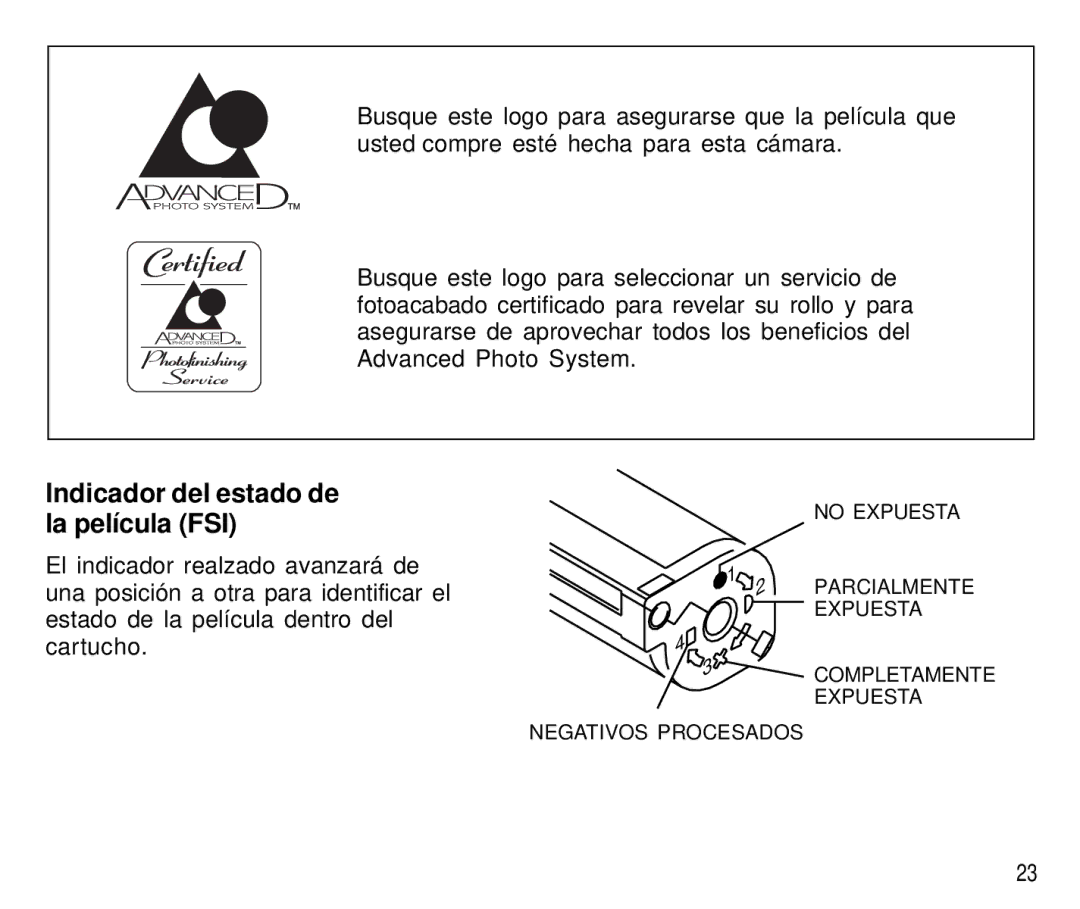 Kodak T550 manual Indicador del estado de la película FSI 