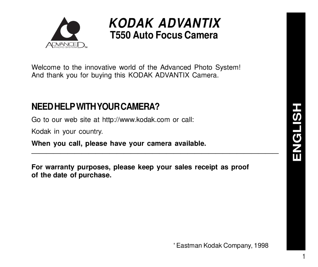 Kodak T550 manual Need Help Withyour CAMERA?, Kodak in your country 