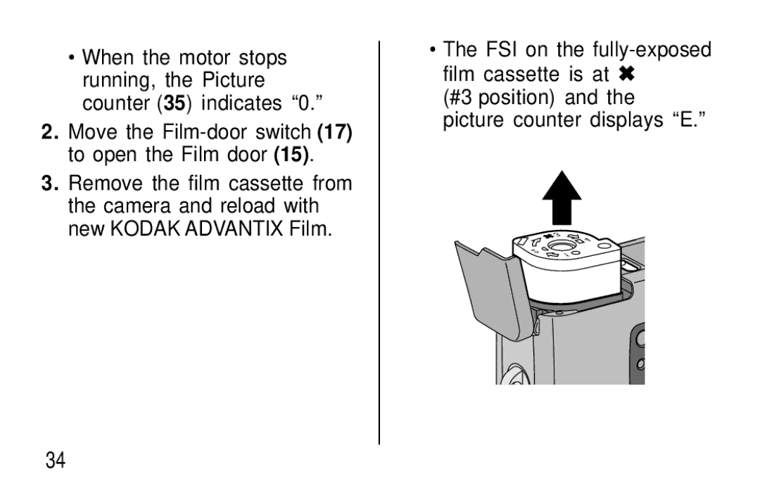 Kodak T570 manual #3 position and the picture counter displays E 
