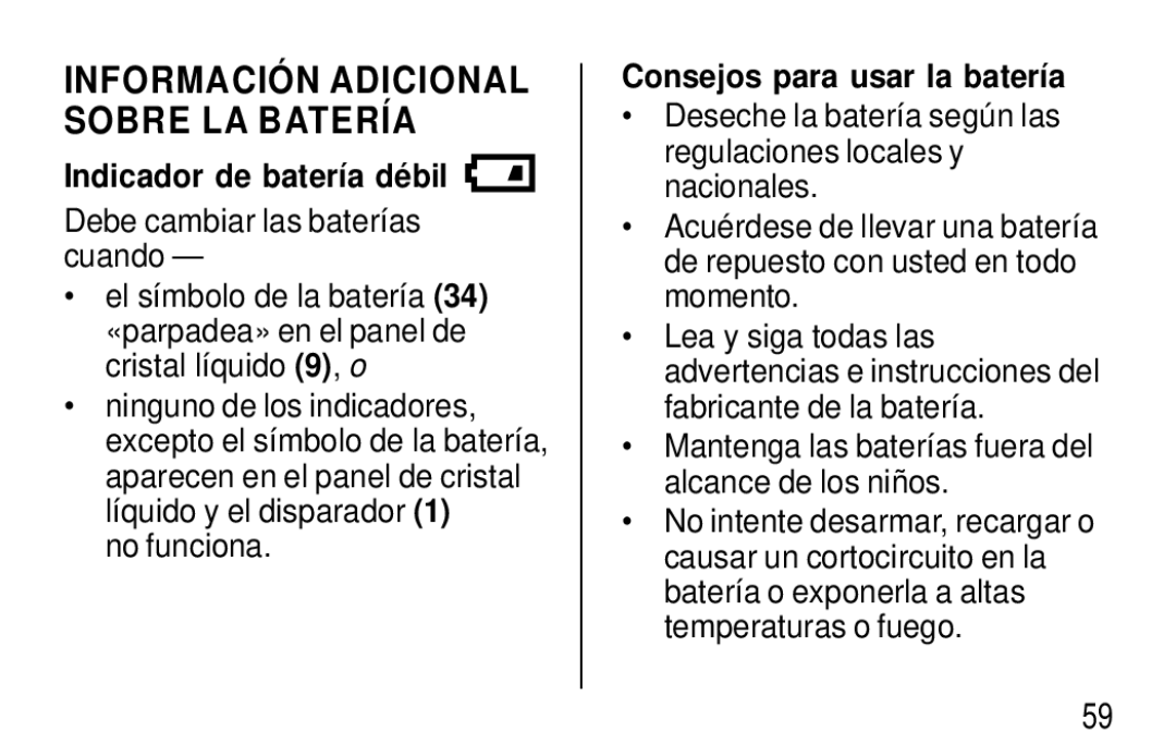 Kodak T570 manual Indicador de batería dé bil, Debe cambiar las baterías cuando, No funciona, Consejos para usar la batería 