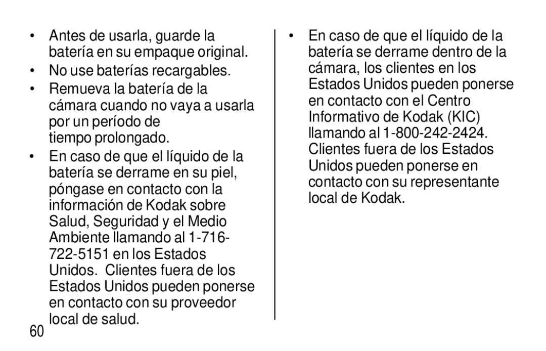 Kodak T570 manual Antes de usarla, guarde la batería en su empaque original 