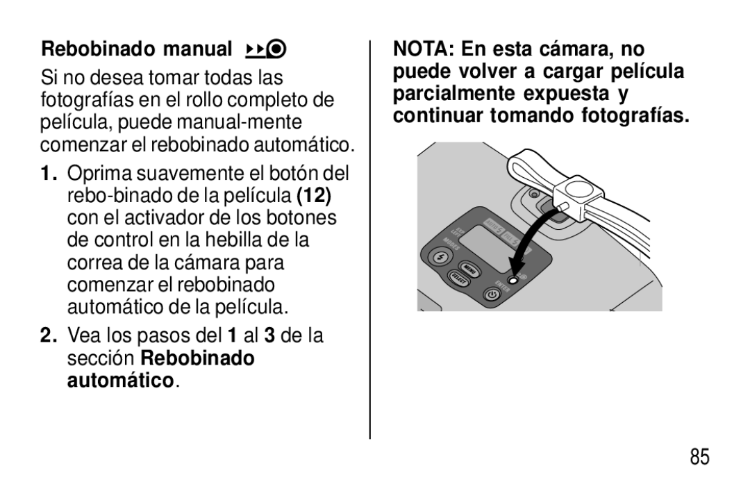 Kodak T570 Rebobinado manual 