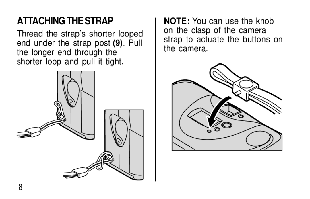 Kodak T60, T50 user manual Attaching the Strap 