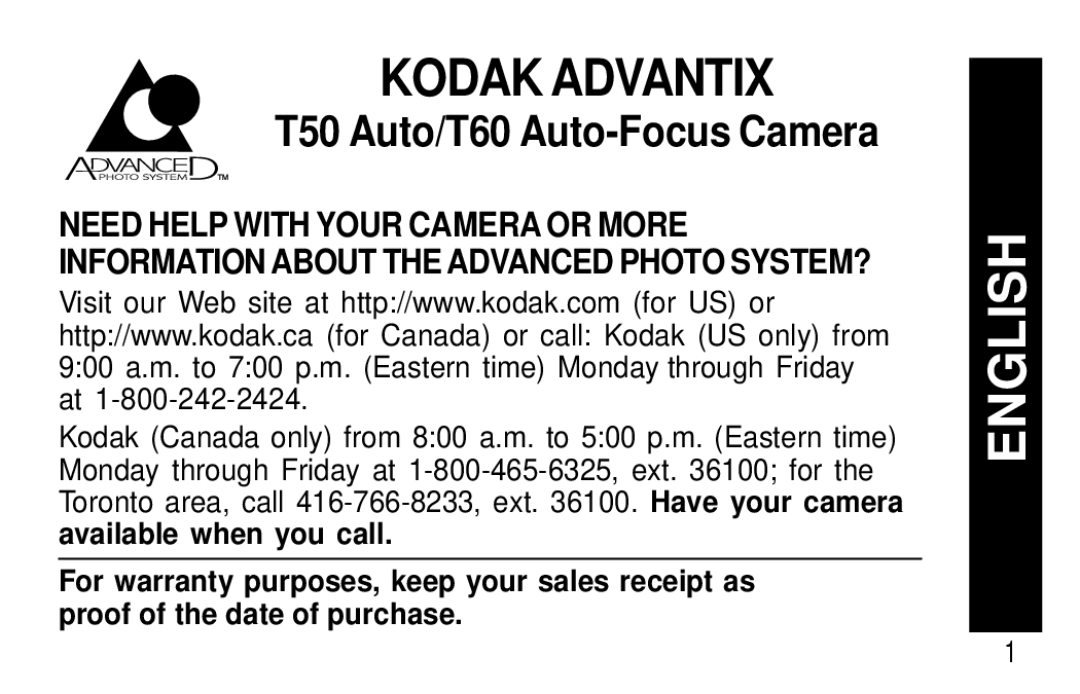 Kodak T50, T60 user manual English 