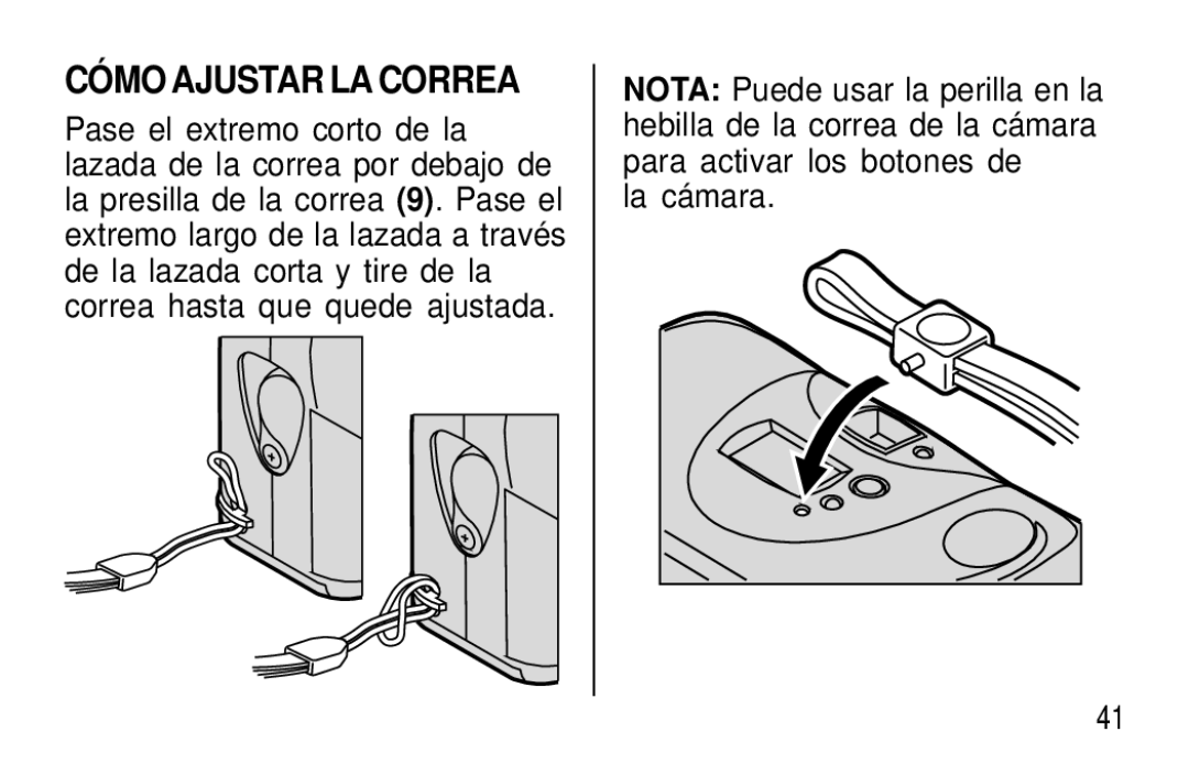 Kodak T50, T60 user manual CÓ MO Ajustar LA Correa 