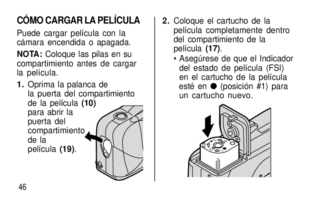 Kodak T60, T50 user manual CÓ MO Cargar LA Película 