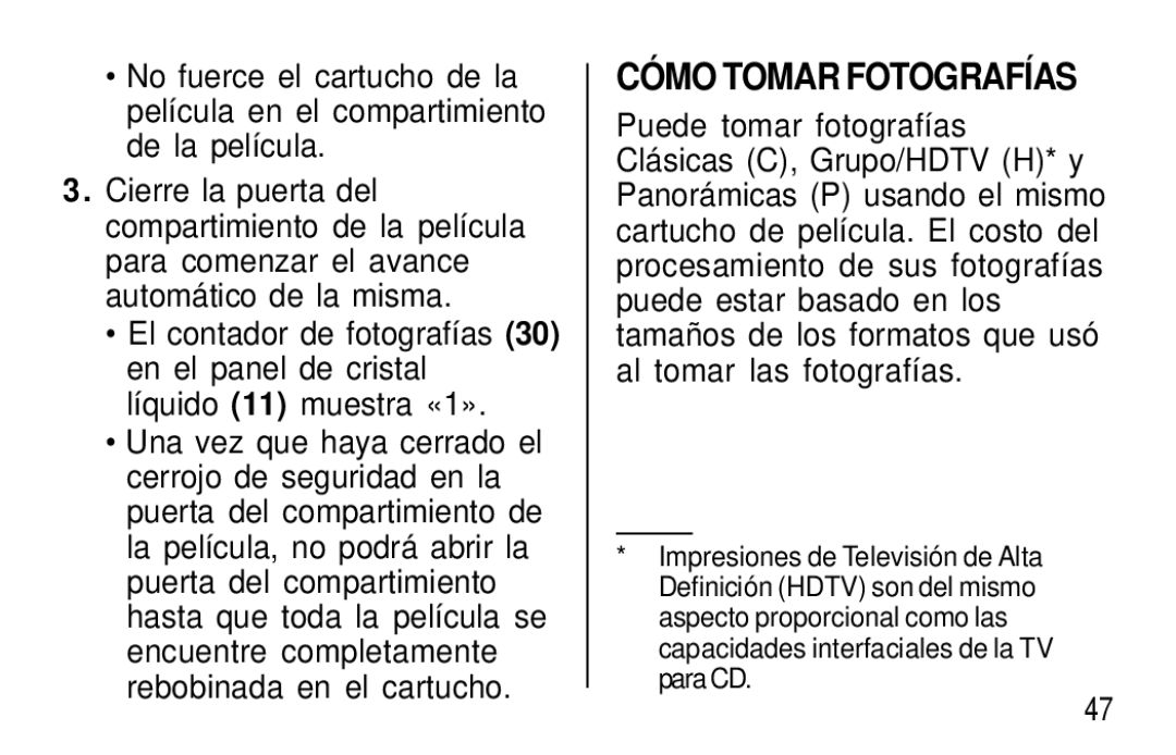 Kodak T50, T60 user manual CÓ MO Tomar Fotografías 