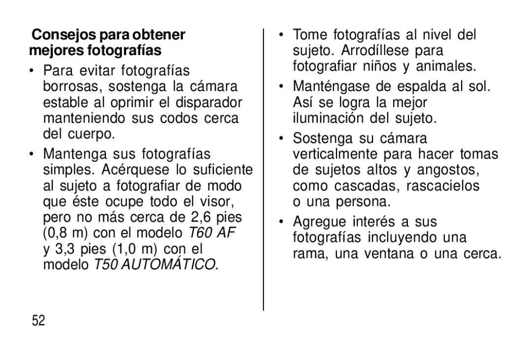 Kodak T60, T50 user manual Una persona 