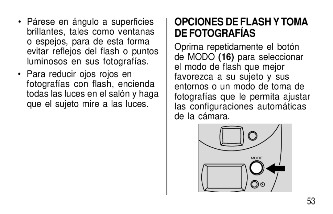Kodak T50, T60 user manual Opciones DE Flash Y Toma DE Fotografías 