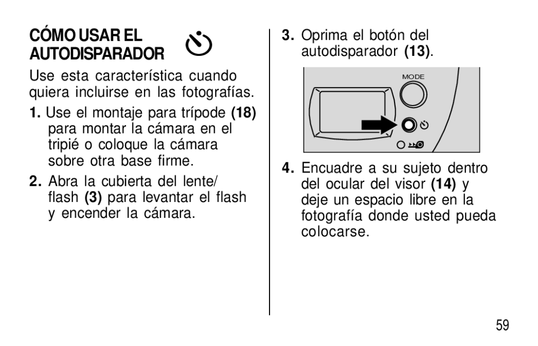 Kodak T50, T60 user manual CÓ MO Usar EL Autodisparador 