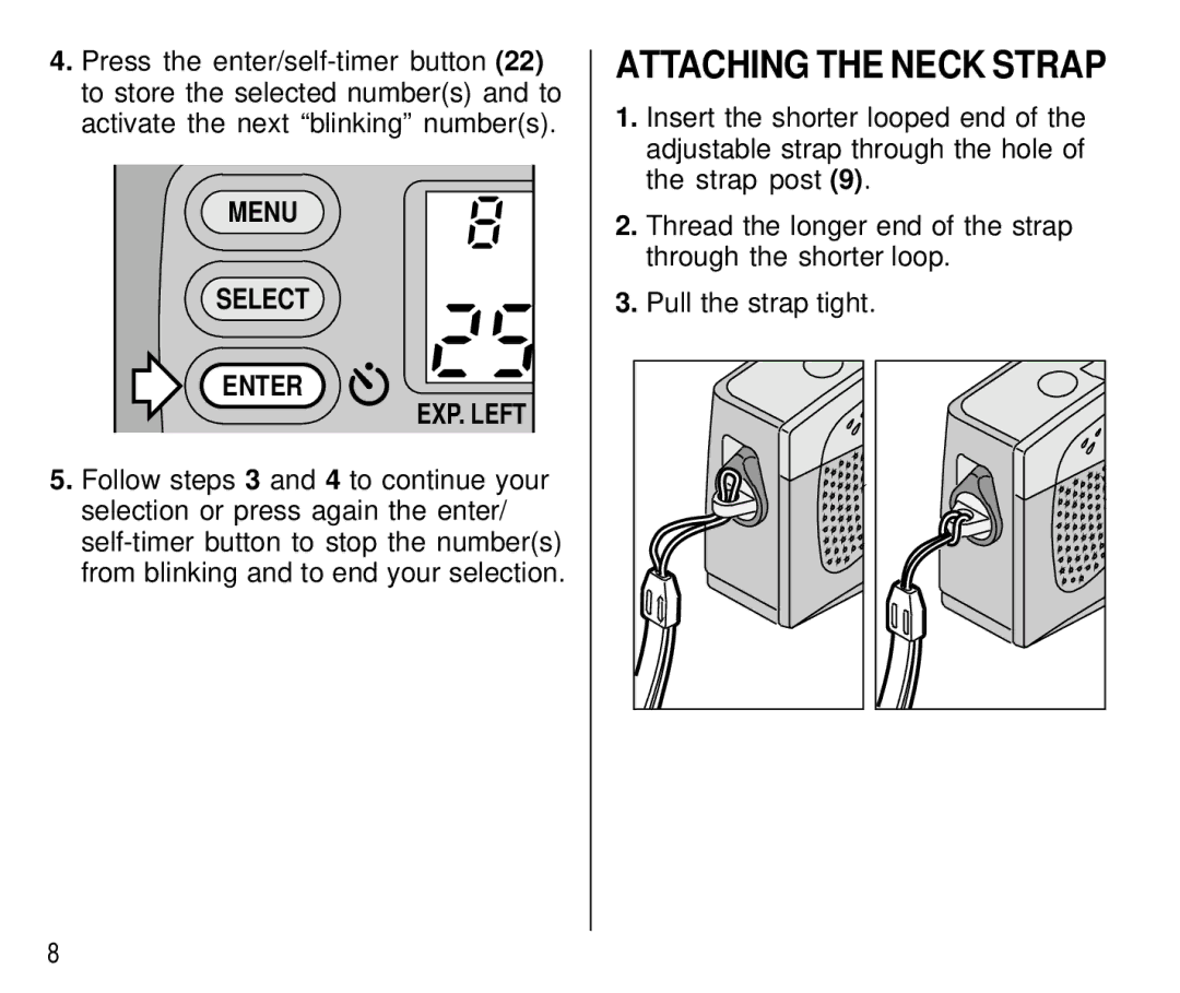 Kodak T700 manual Attaching the Neck Strap 