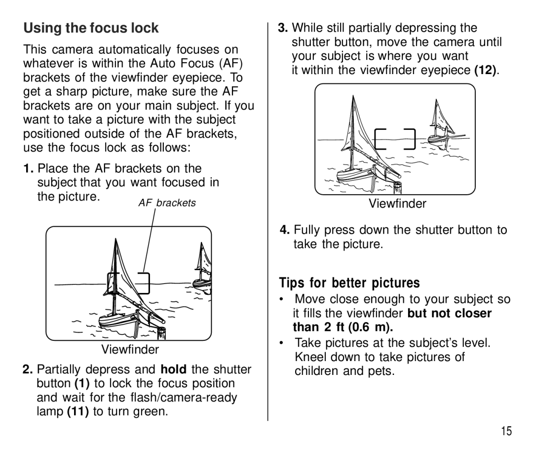 Kodak T700 manual Using the focus lock, Tips for better pictures 