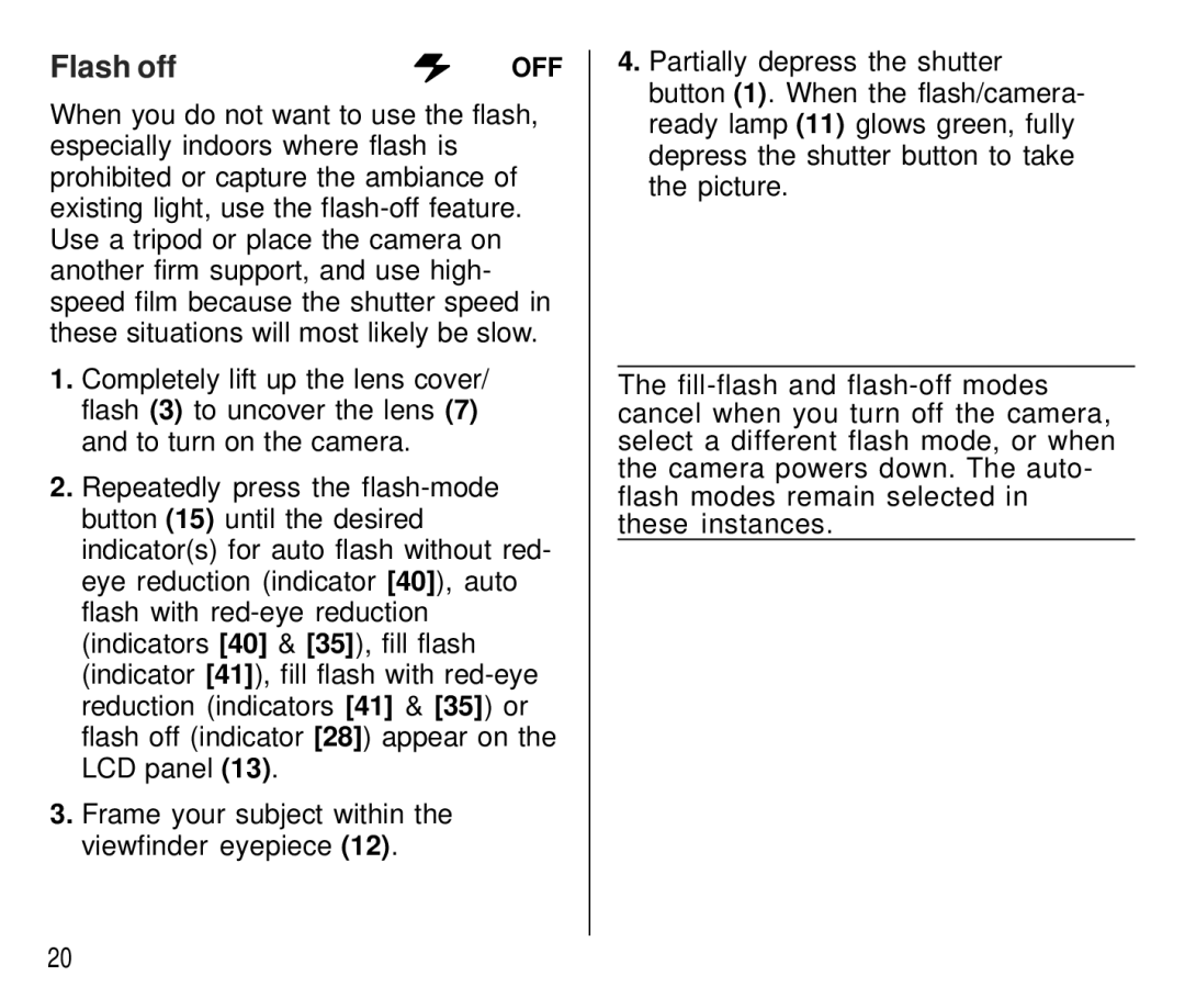 Kodak T700 manual Flash off 