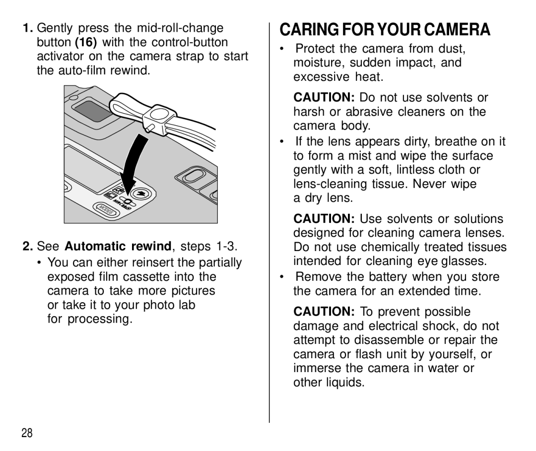 Kodak T700 manual Caring for Your Camera 