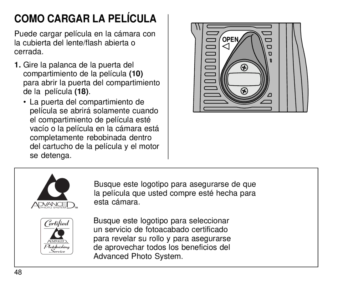 Kodak T700 manual Como Cargar LA Película 