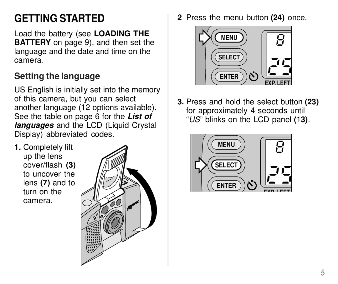 Kodak T700 manual Getting Started, Setting the language 