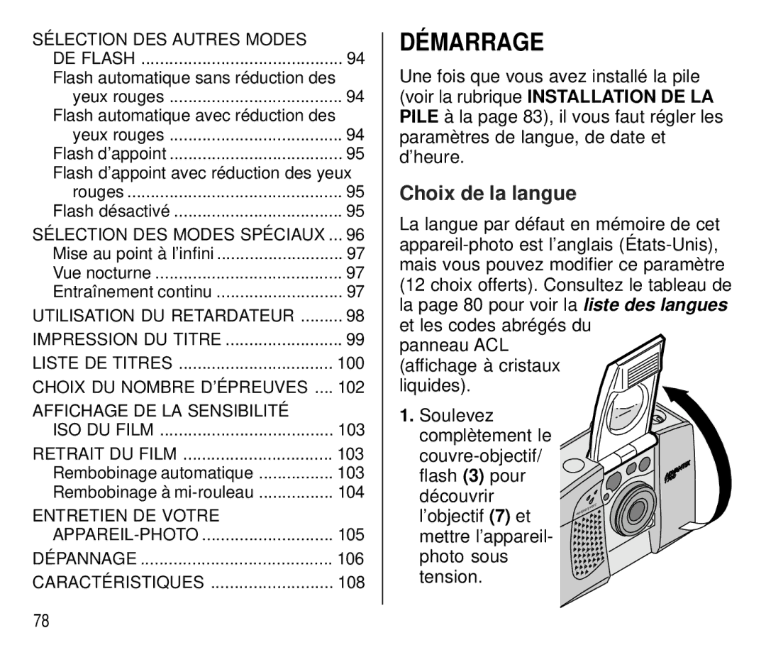 Kodak T700 manual Démarrage, Choix de la langue 