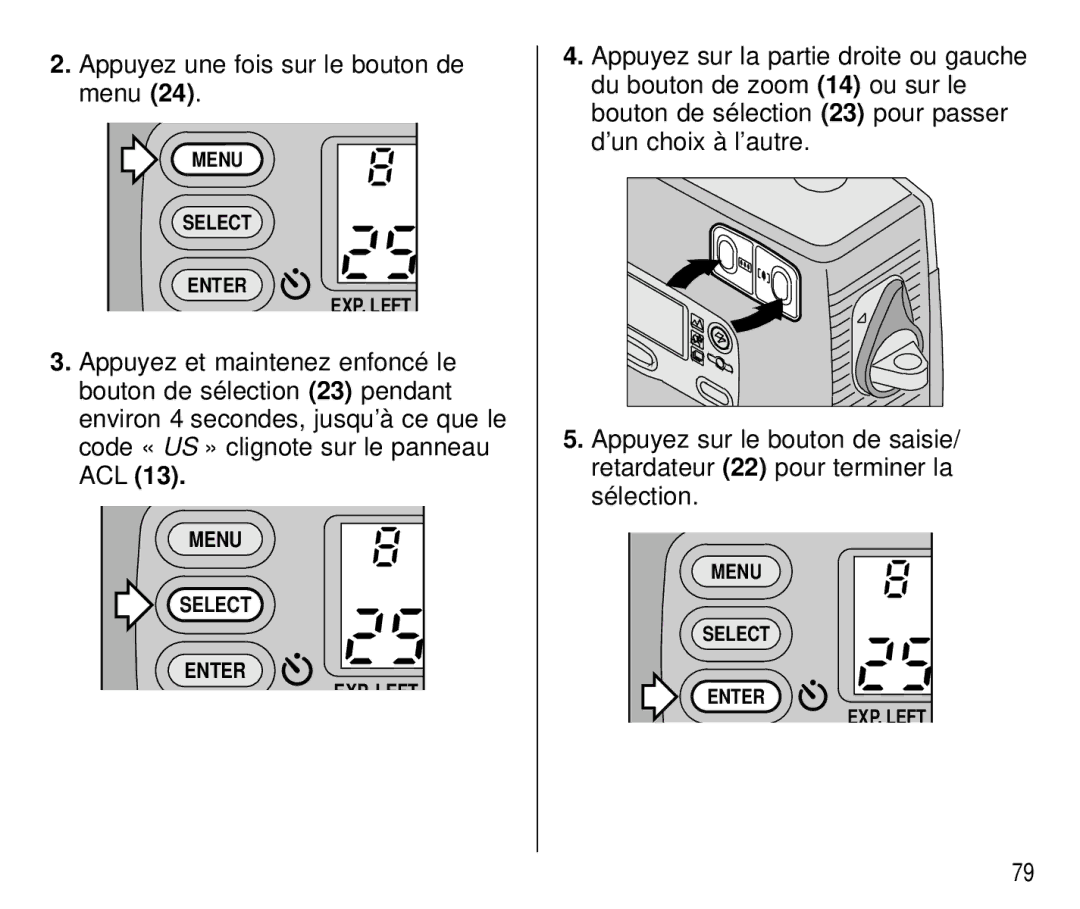 Kodak T700 manual Appuyez une fois sur le bouton de menu 