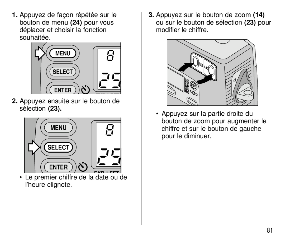 Kodak T700 manual Appuyez ensuite sur le bouton de sélection 