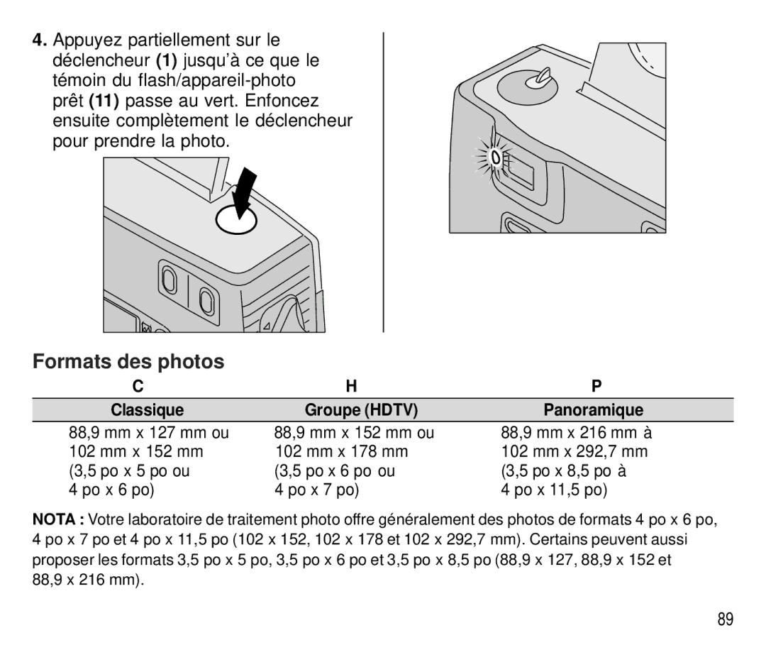 Kodak T700 manual Formats des photos, Classique Groupe Hdtv 