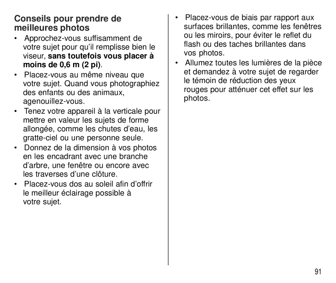 Kodak T700 manual Conseils pour prendre de meilleures photos 