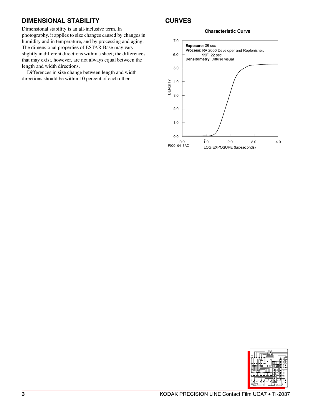 Kodak TI-2037 manual Dimensional Stability, Curves, Characteristic Curve 