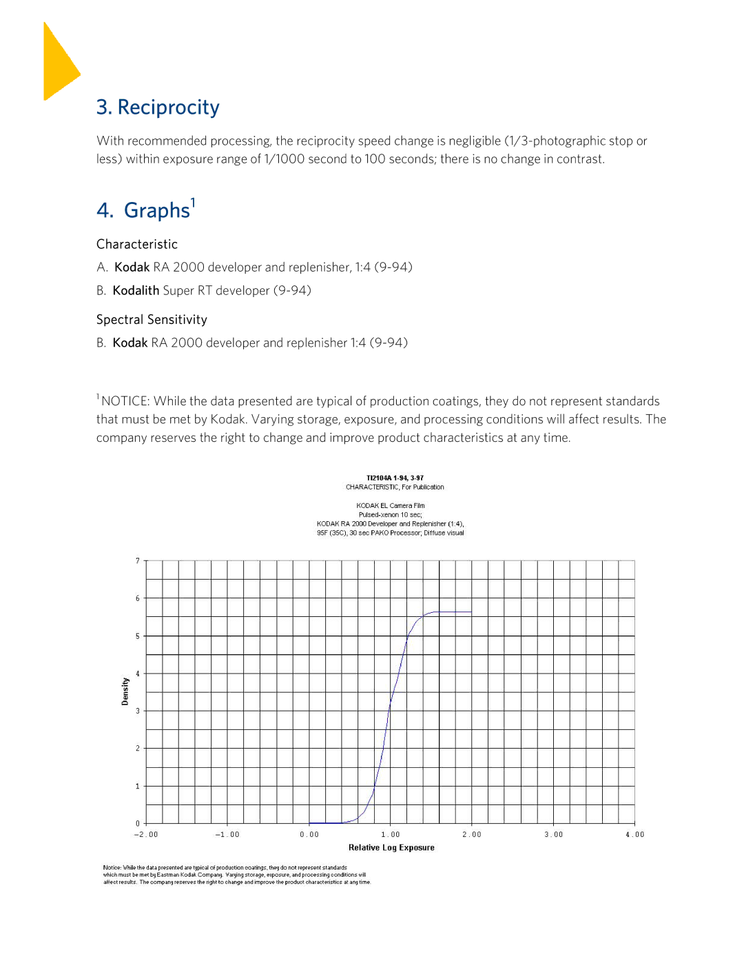 Kodak TI2104 instruction sheet Reciprocity, Graphs1 